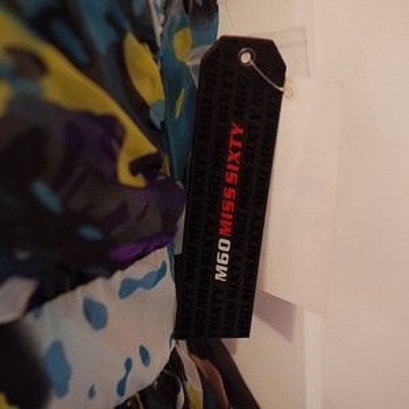 Miss Sixty Chiffon Watercolour Print Dress w/Bejeweled Neck NWT- Sz. 2 - Picture 7 of 7